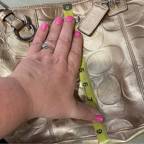 Coach gold zip top shoulder bag 12” x 9” x 4” - Picture 15 of 16